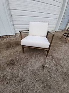 lot 11 image: Mid-Century Modern White Upholstered Armchair