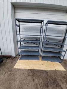 lot 37 image: Set of 2 Metal Industrial Shelving Units