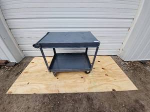 lot 38 image: Heavy Duty Rolling Utility Cart with Two Shelves