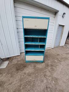 lot 43 image: Used Industrial Metal Shelving Unit with Multiple Compartments