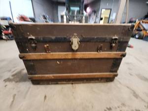 lot 49 image: Antique Wooden Trunk with Interior Illustrations