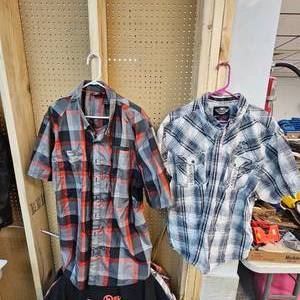 lot 145 image: 2-Harley Davidson Button Up Shirts-3XL
