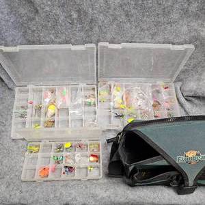 lot 69 image: Flambeau Tackle Box Kit, Full of Spinners and Jig Heads