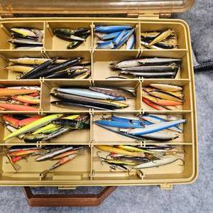 lot 100 image: Over 80 Rapalas and Jigging Rup Seepics wTackle Box
