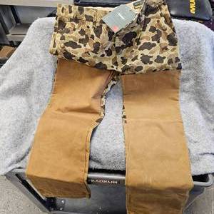 lot 2 image: Ball and Buck, as new Dealer Sample, Sz 34, Canvas Pheasant & Duck Pants, Laminated