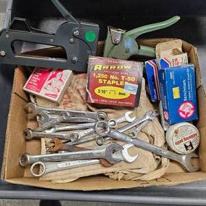 lot 193 image: Wrenches, Staplers, Nail Aprons