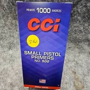 lot 216 image: CCI No. 500 Small Pistol Primer(1000 count)