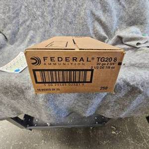 lot 222 image: Case Lot of Federal Top Gun 20Ga, #8(10 boxes total)