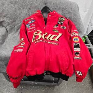 lot 250 image: Budweiser King of Beers Authentic Racing Coat, Size XL, Like New