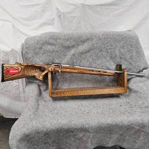 lot 256 image: Savage Thumbhole 93R17 LaminateStainless Bull Barrell,17 HMR, As New, No Box