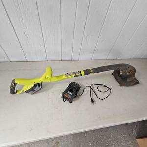 lot 283 image: Ryobi Weed Trimmer, 18V Lithium, works great, battery and charger included