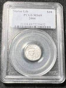 1/10TH OZ .999 PURE PLATINUM 2004 LIBERTY PCGS MS69