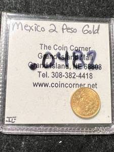 2 PESO MEXICO GOLD PIECE .0482 PURE GOLD