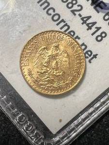 2 PESO MEXICO GOLD PIECE .0482 PURE GOLD