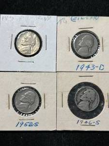 lot 16 image: 2 US WAR NICKELS WITH 2 JEFFERSON NICKELS