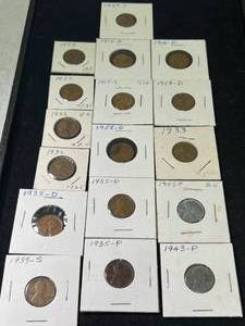 lot 26 image: GROUP OF 17 US WHEAT CENTS