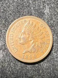lot 30 image: 1890 US INDIAN HEAD CENT AU
