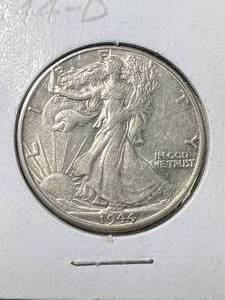 lot 36 image: 1944-D US WALKING LIBERTY HALF DOLLAR