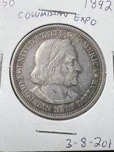 lot 37 image: 1892 US COLOMBIAN EXPO HALF DOLLAR