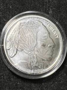 lot 52 image: 1 TROY OZ .999 FINE SILVER BUFFALO INDIAN ROUND IN AIRTITE