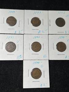 lot 53 image: GROUP OF 7 US INDIAN HEAD CENTS