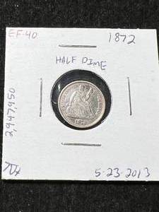 lot 56 image: 1872 US SEATED LIBERTY HALF DIME