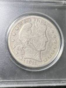 lot 60 image: 1911-D US BARBER HALF DOLLAR IN CASE