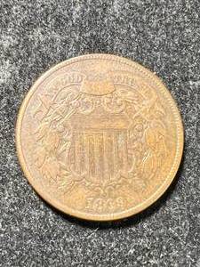lot 63 image: 1869 US 2 CENT PIECE