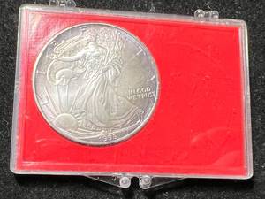 lot 74 image: 1995 AMERICAN SILVER EAGLE 1 TROY OZ .999 FINE SILVER IN CASE