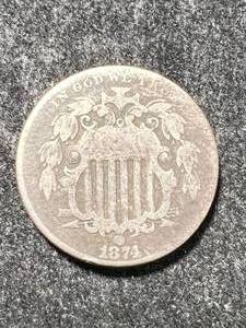 lot 76 image: 1874 US SHIELD NICKEL