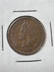 lot 77 image: 1908 US INDIAN HEAD CENT