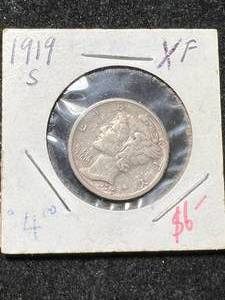 lot 91 image: 1919-S US MERCURY DIME XF