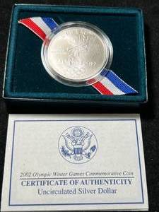 lot 99 image: 2002 OLYMPIC WINTER GAMES COMMEM SILVER DOLLAR