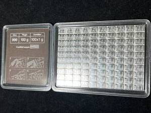 lot 104 image: 100 GRAMS .999 FINE SILVER VALCAMBI SUISSE BAR