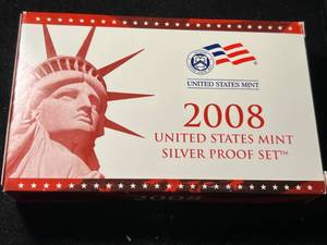 lot 27A image: 2008 US MINT SILVER PROOF SET