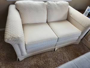 lot 36 image: Flexsteel Love Seat Sofa Measuring 58 W by 34 Deep by 34 High, 17 to the Seat