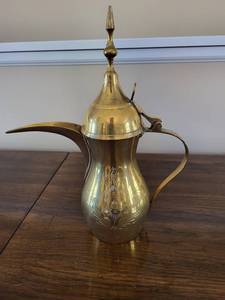 lot 60 image: Engraved Brass Coffee Pot