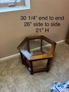 lot 202 image: Hexagonal Wooden Side Table