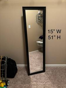 lot 213 image: Modern Black Framed Full-Length Mirror