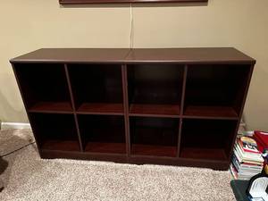 lot 16 image: Pair of Dark Wood Cubby Shelf Unit