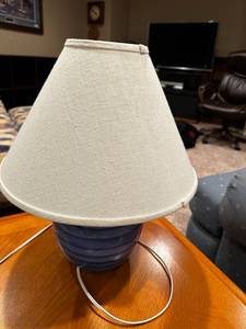 lot 23 image: Elegant Blue Glass Table Lamp