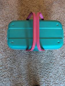 lot 77 image: Retro Plastic Storage Tote TealPink