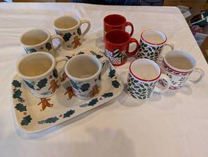 lot 99 image: Christmas Ceramic Mug & Platter Set