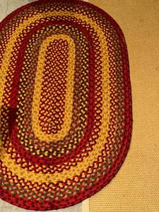 lot 303 image: Braided Oval Rug & Natural Runner Set