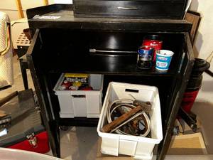 lot 309 image: Black Metal Storage Cabinet with Tools