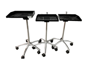 lot 11 image: MSRP $1200 Lot of 3 Global Industrial Height Adjustable Inventory Trolly Tray Instrument Equipment Tool Stands - In Great Condition