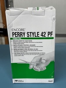 lot 63 image: NEW Ansell 820957 50-Pairs Encore Perry Style 42 PF Powder-Free Latex Surgical Gloves - Size 7 12 White