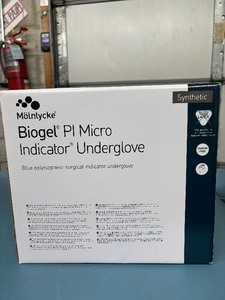 lot 80 image: 1 Box (50 Pairs) NEW Molnlycke Biogel PI Micro Polyisoprene Surgical Indicator Underglove 