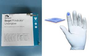 lot 31 image: 1 Box (50 Pairs)&nbspNEW Molnlycke 41660 Biogel Polyisoprene Surgical PI Indicator Undergloves - Size 6 Blue