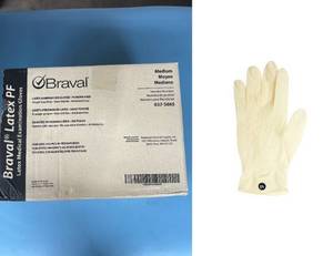lot 33-A image: 1 Case (1000 each) NEW Braval 037-5865 Latex PF Single-Use Non-Sterile Powder-Free Examination Gloves - Size Medium